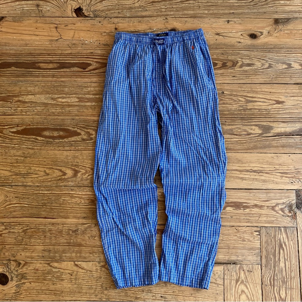 Polo Ralph Lauren Blue Plaid Cotton Pajama Pants | Size L